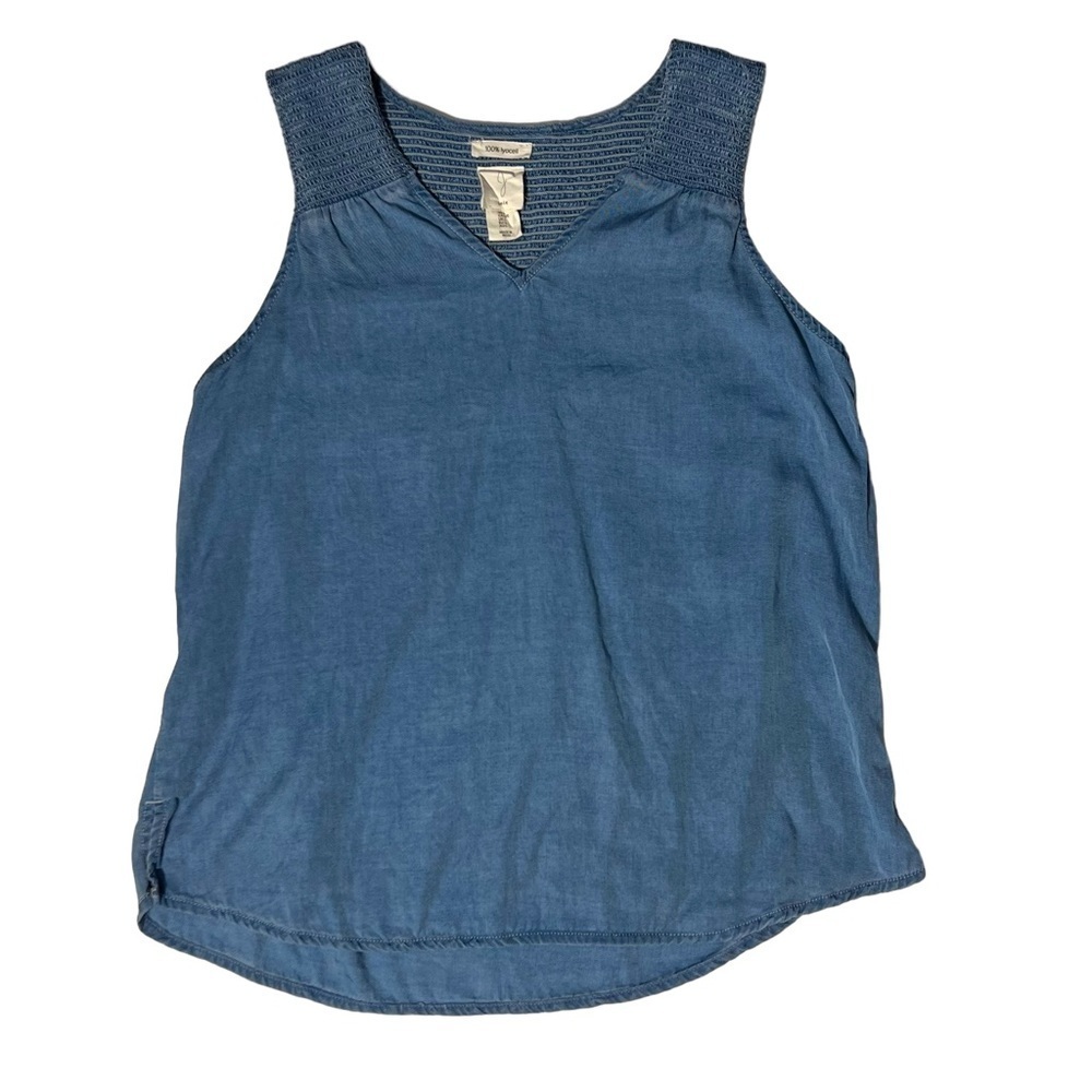 Joie Chambray Sleeveless Top 100% Lyocell Lightweight Size L